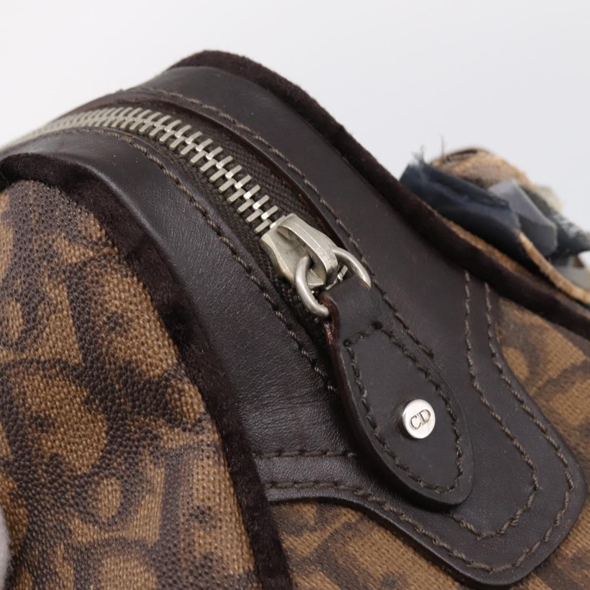 Christian Dior Trotter Romantic Hand Bag PVC Brown Silver Auth am12294SAM