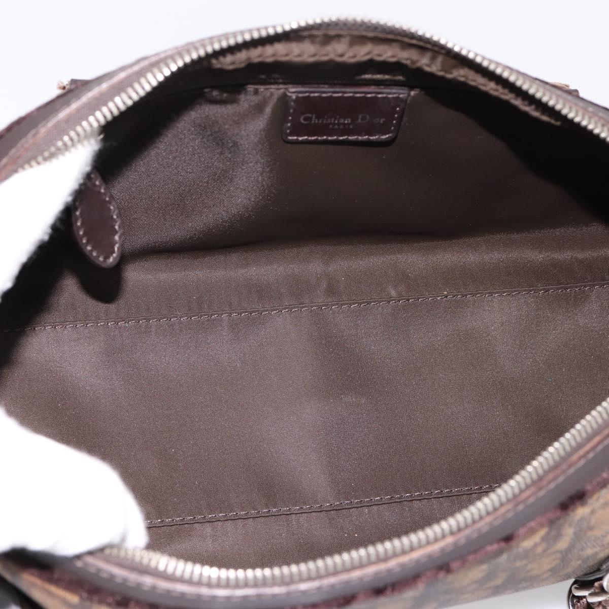 Christian Dior Trotter Romantic Hand Bag PVC Brown Silver Auth am12294SAM