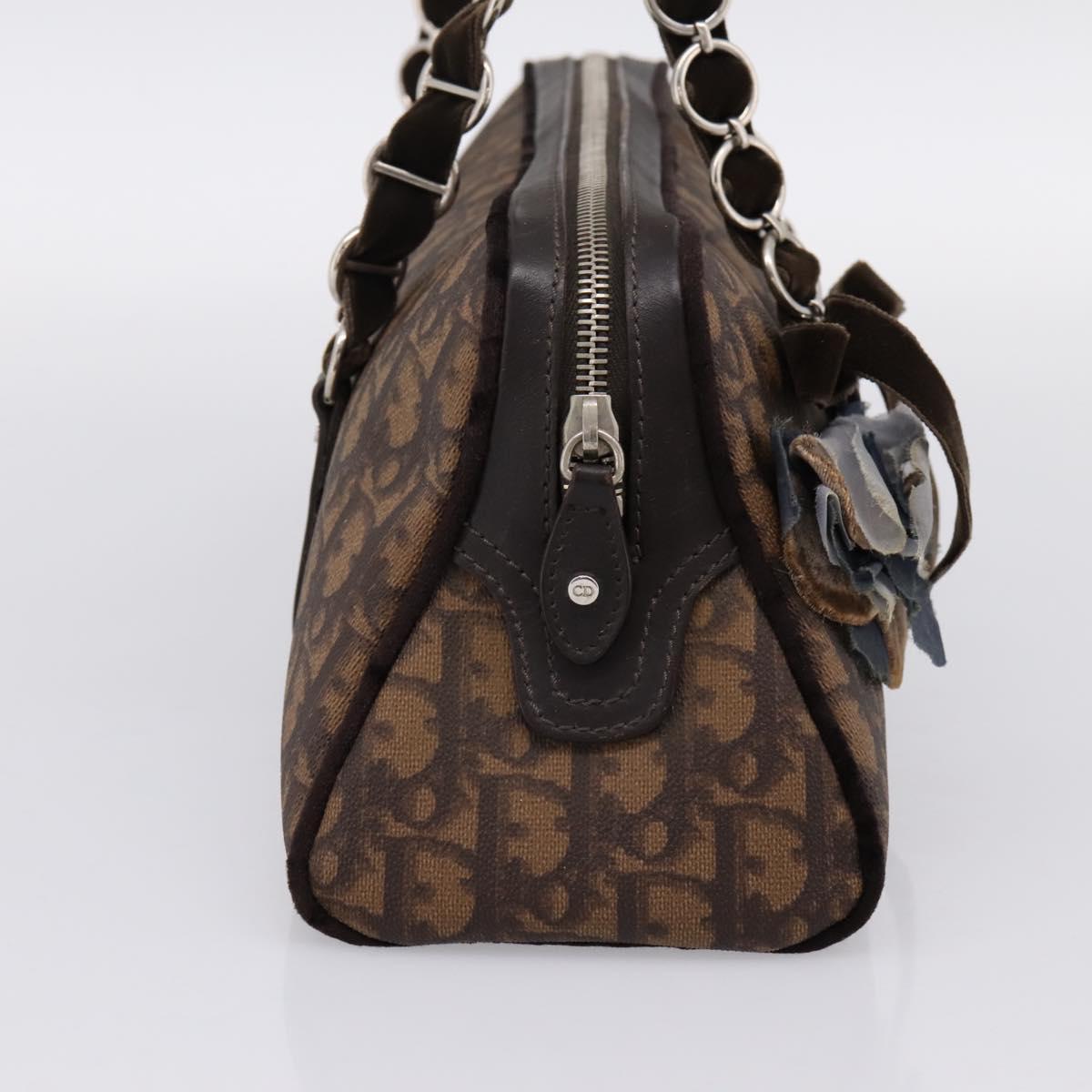 Christian Dior Trotter Romantic Hand Bag PVC Brown Silver Auth am12294SAM