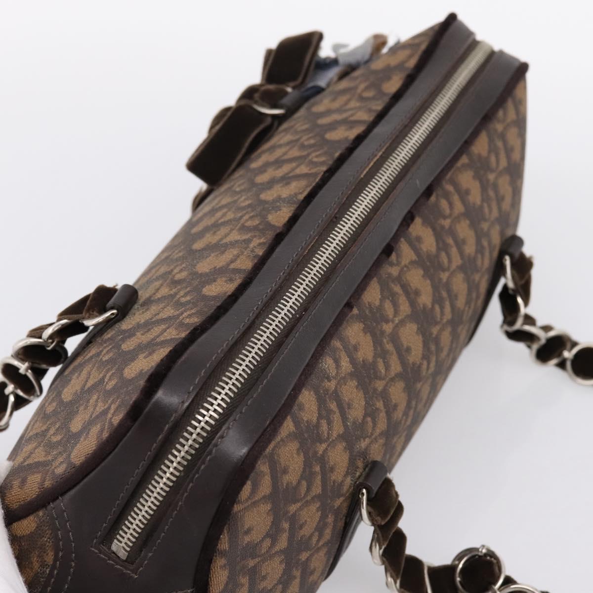 Christian Dior Trotter Romantic Hand Bag PVC Brown Silver Auth am12294SAM