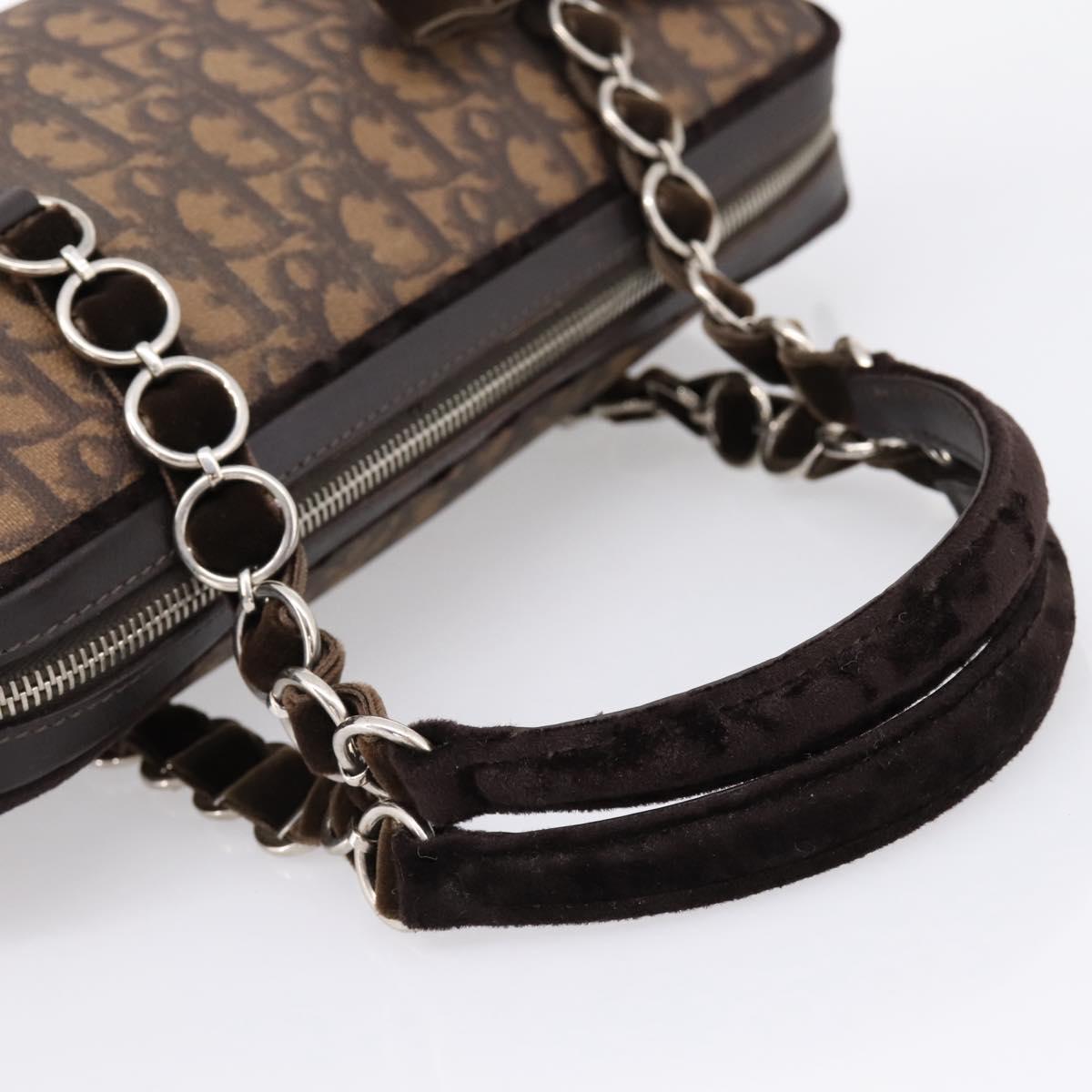 Christian Dior Trotter Romantic Hand Bag PVC Brown Silver Auth am12294SAM