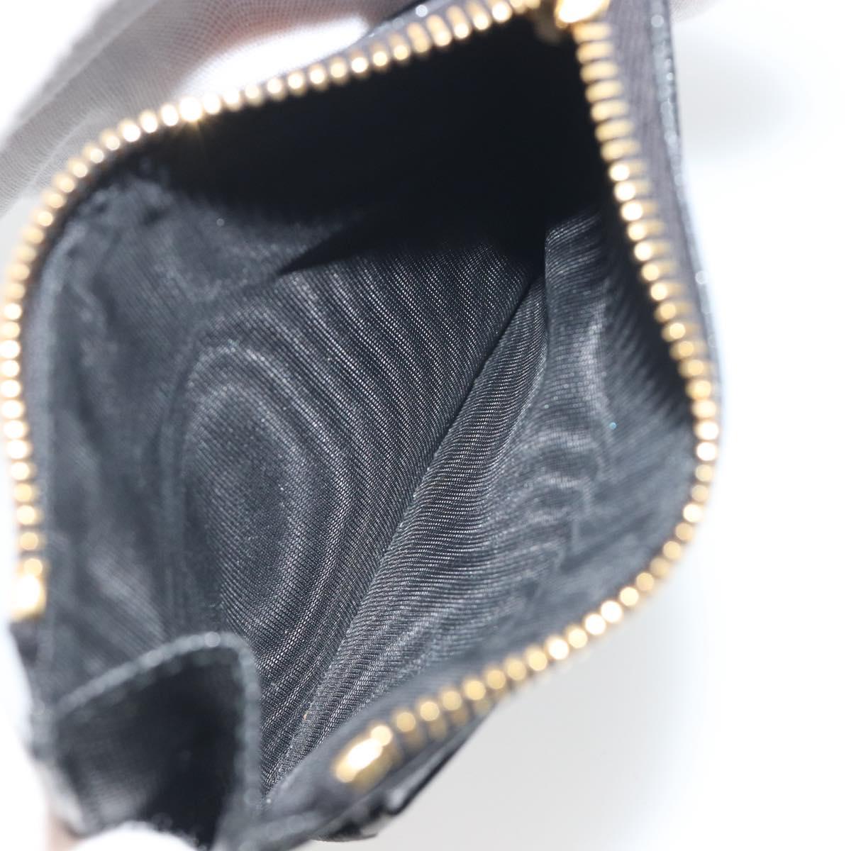 PRADA Card Coin Purse Saffiano Black Gold Tone Auth am12296M