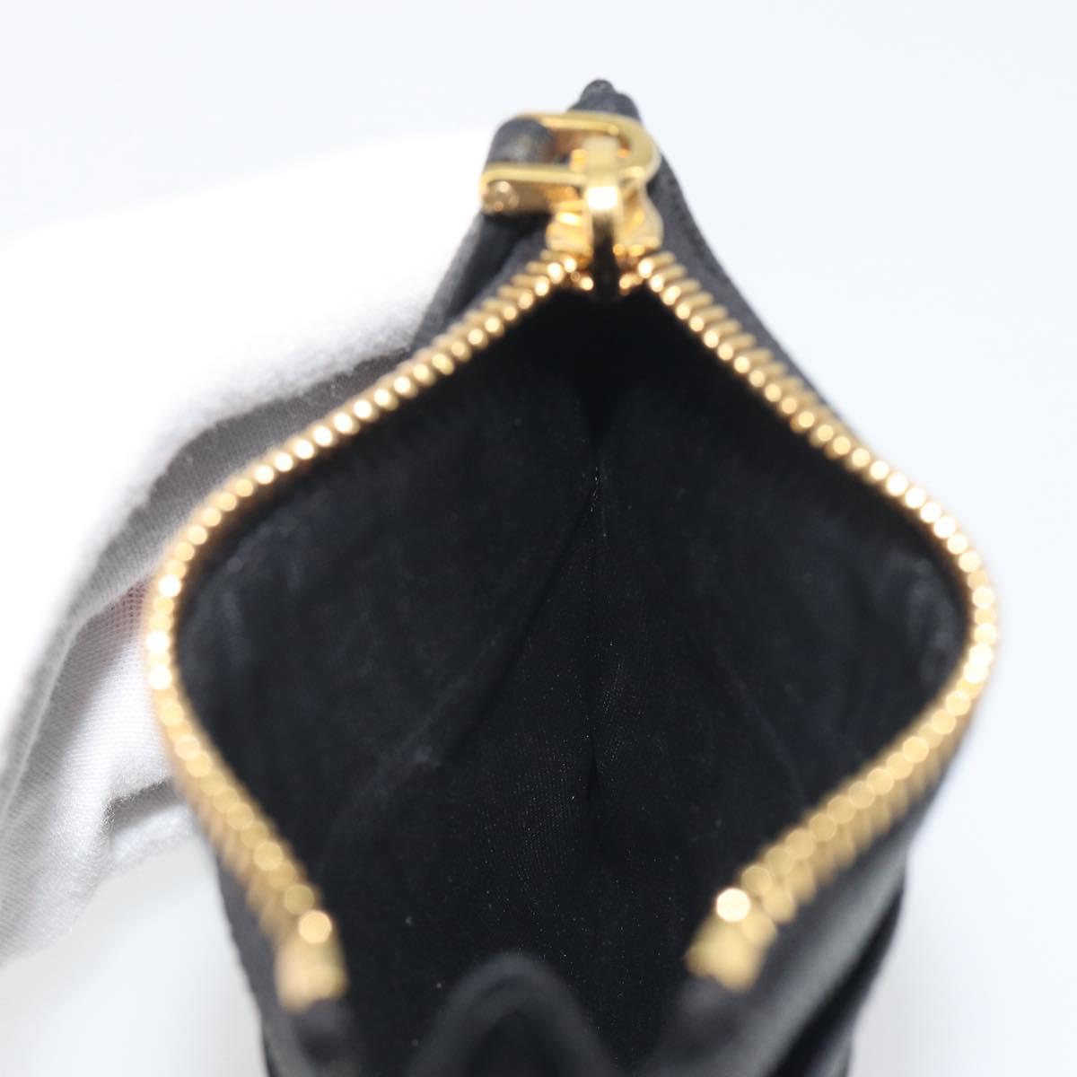 PRADA Card Coin Purse Saffiano Black Gold Tone Auth am12296M