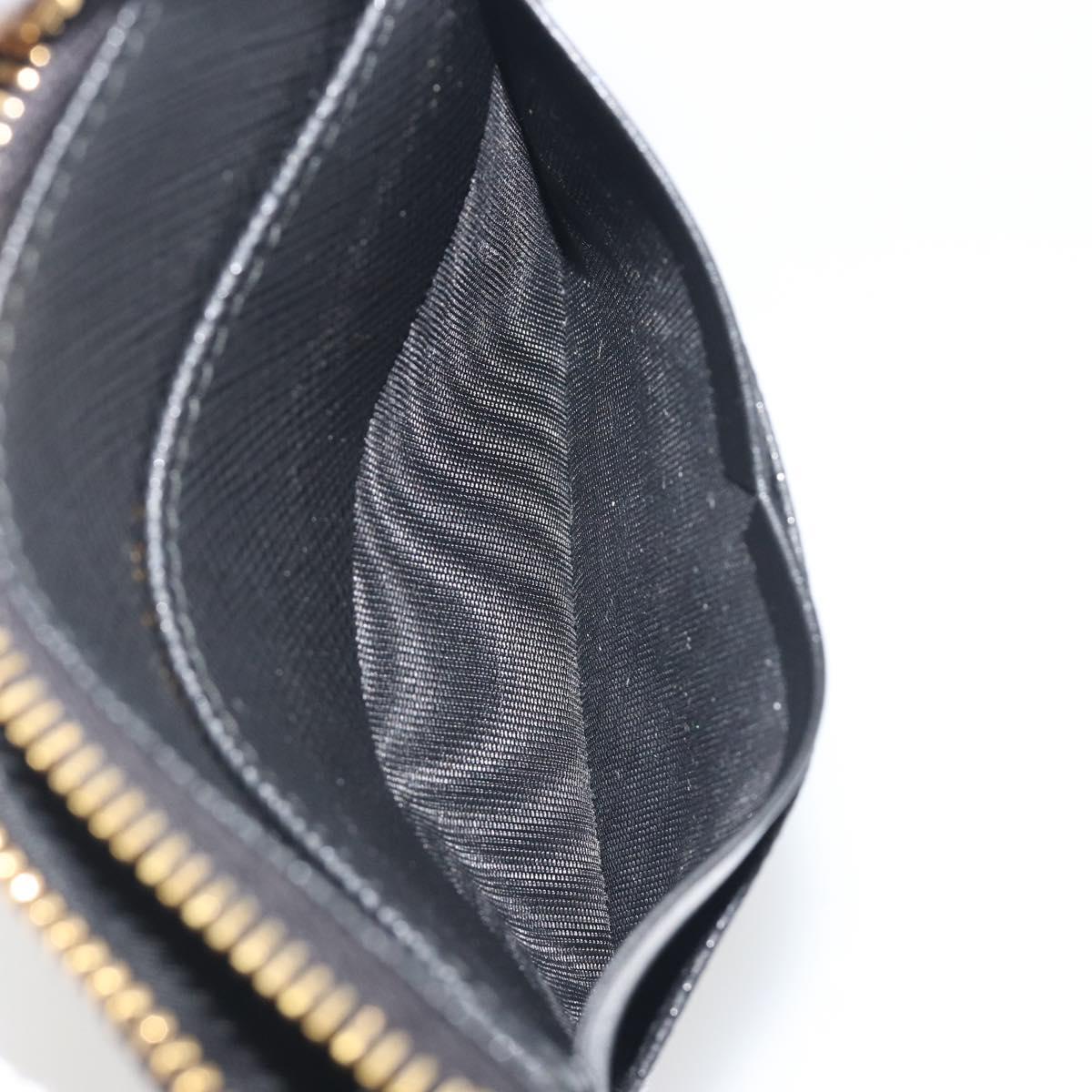 PRADA Card Coin Purse Saffiano Black Gold Tone Auth am12296M