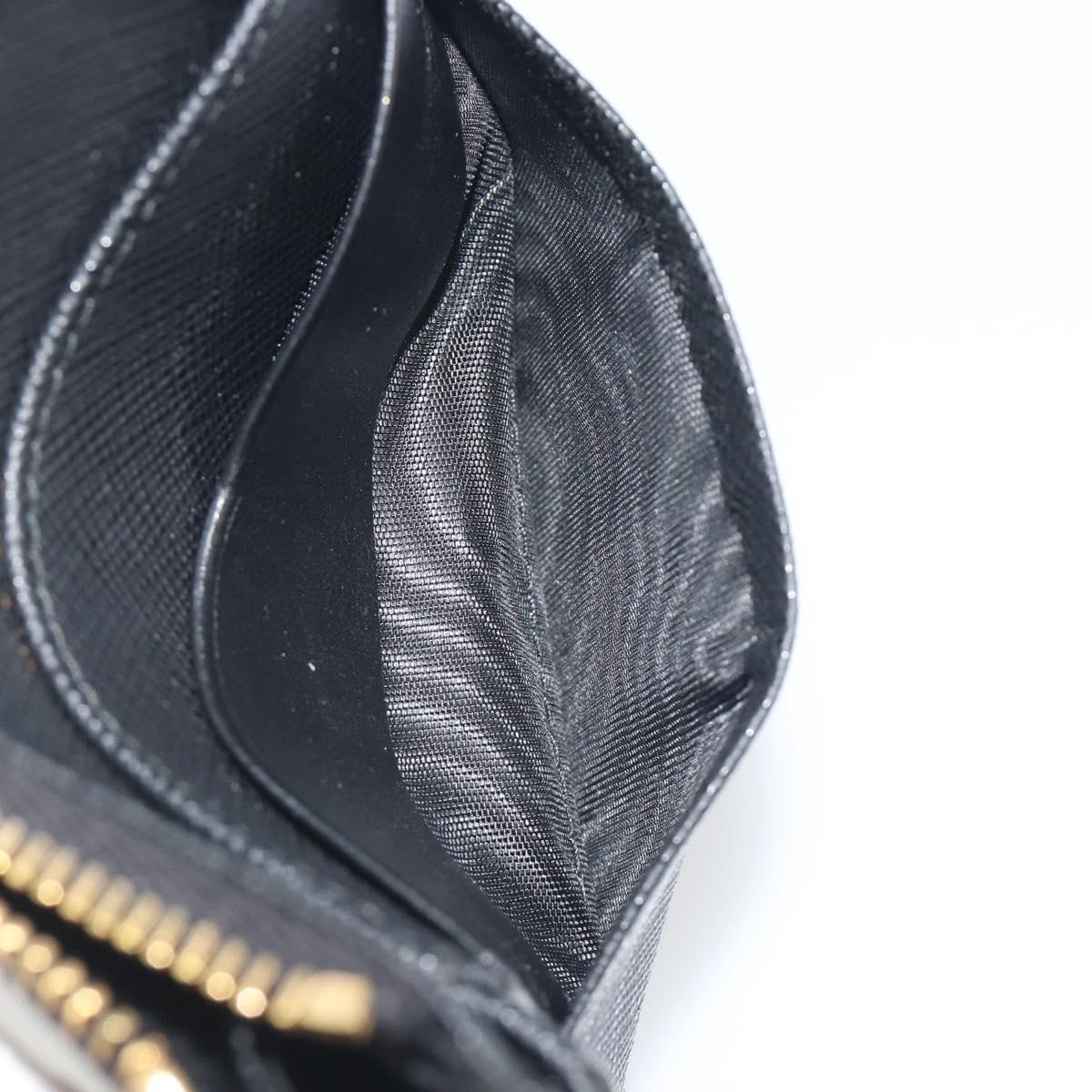 PRADA Card Coin Purse Saffiano Black Gold Tone Auth am12296M