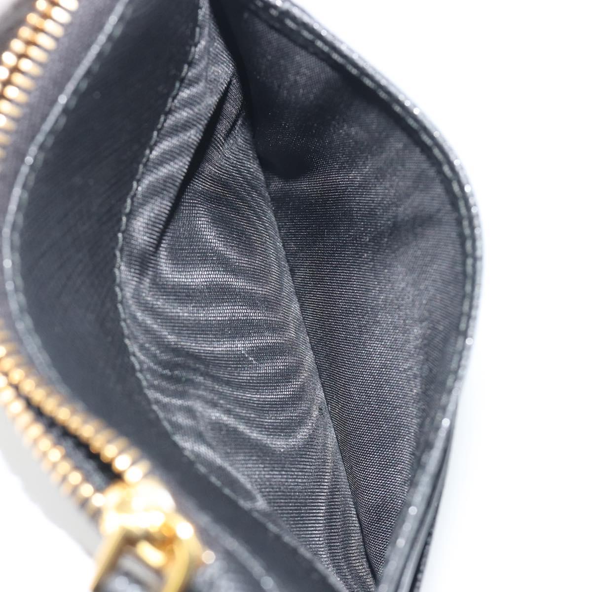 PRADA Card Coin Purse Saffiano Black Gold Tone Auth am12296M