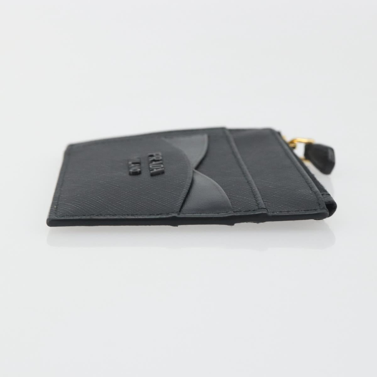 PRADA Card Coin Purse Saffiano Black Gold Tone Auth am12296M