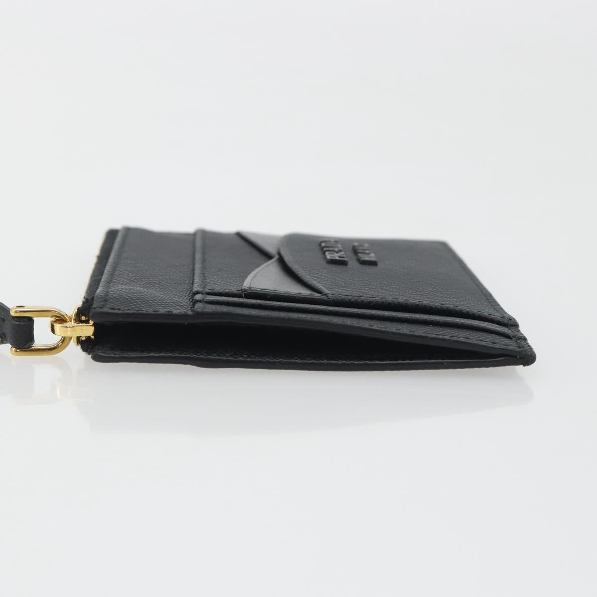 PRADA Card Coin Purse Saffiano Black Gold Tone Auth am12296M