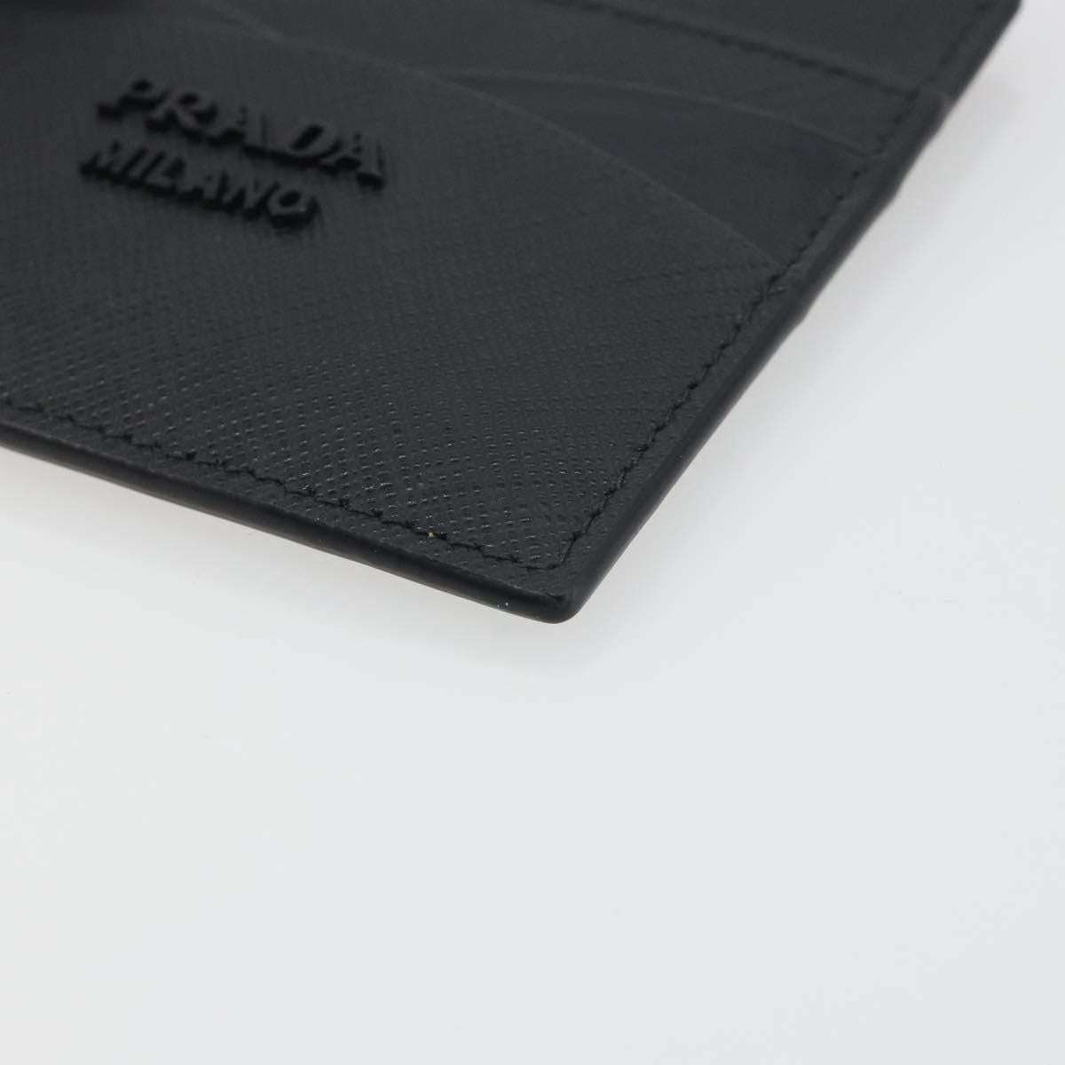 PRADA Card Coin Purse Saffiano Black Gold Tone Auth am12296M