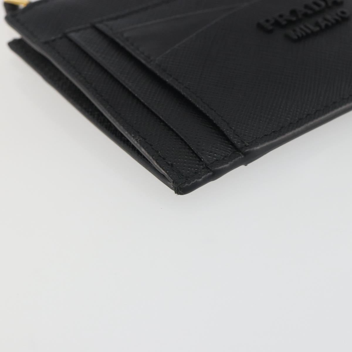PRADA Card Coin Purse Saffiano Black Gold Tone Auth am12296M