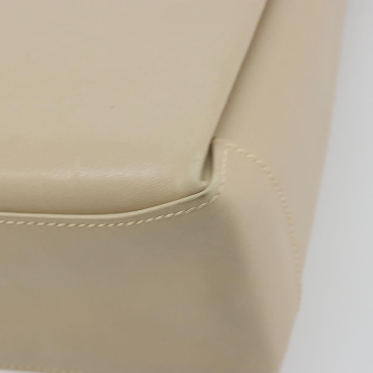 GUCCI Old Turn Lock Shoulder Bag Leather Beige Gold Tone Auth am12298A