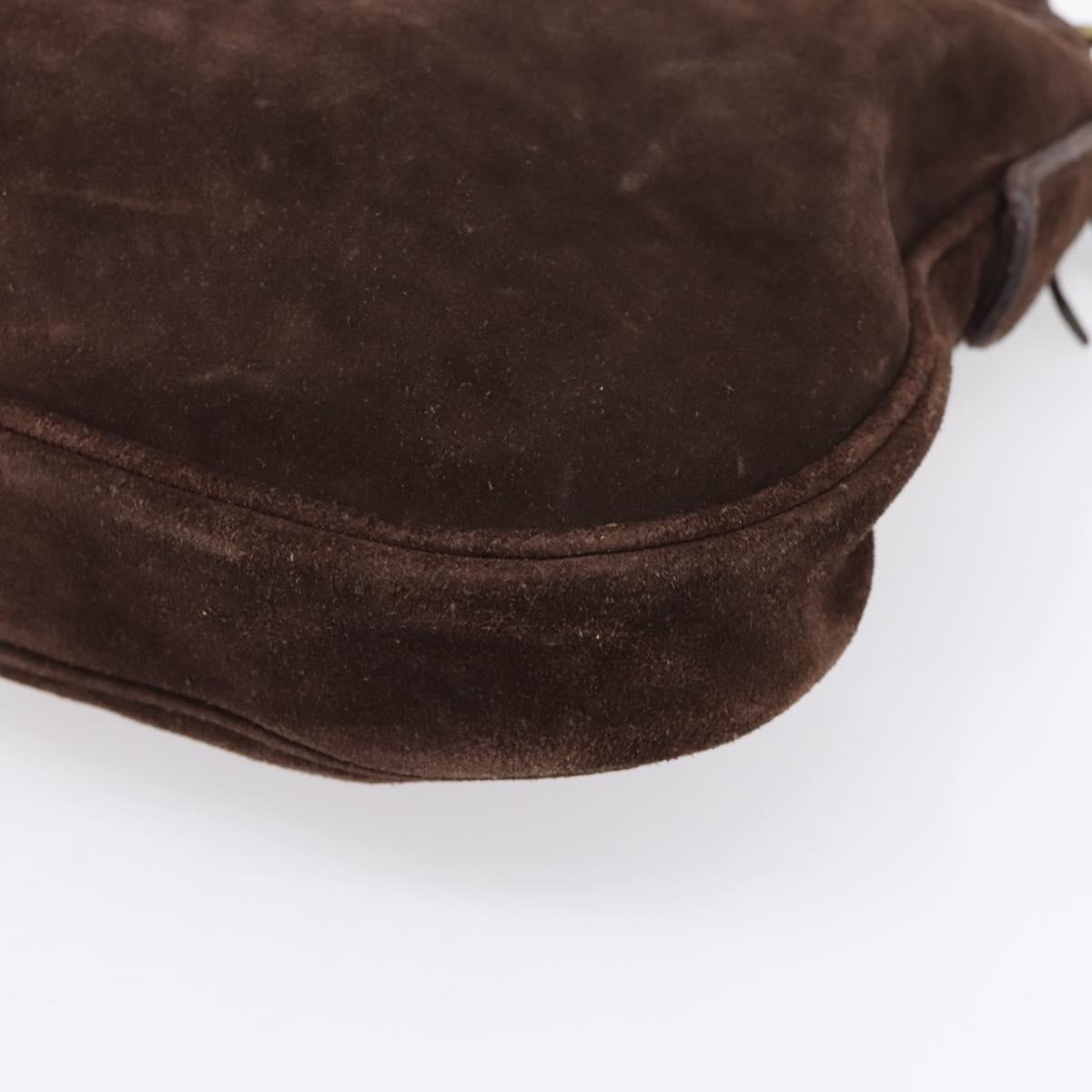 Miu Miu Shoulder Bag Suede Brown Gold Tone Auth am12303V