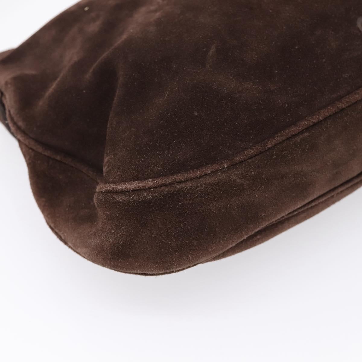 Miu Miu Shoulder Bag Suede Brown Gold Tone Auth am12303V