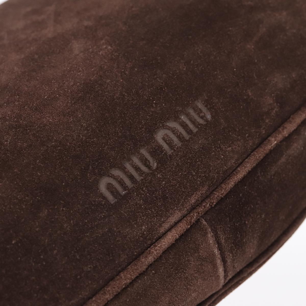 Miu Miu Shoulder Bag Suede Brown Gold Tone Auth am12303V
