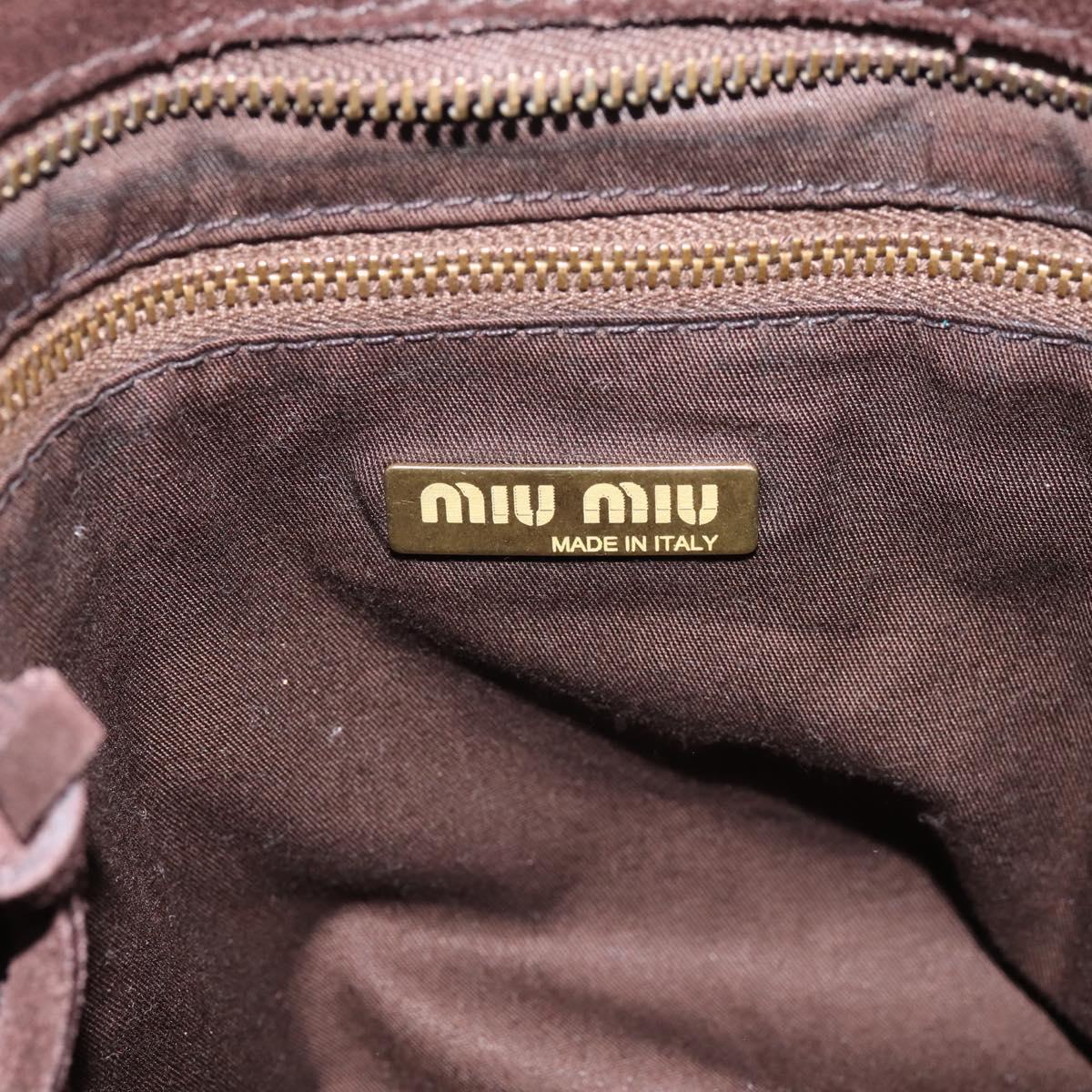 Miu Miu Shoulder Bag Suede Brown Gold Tone Auth am12303V
