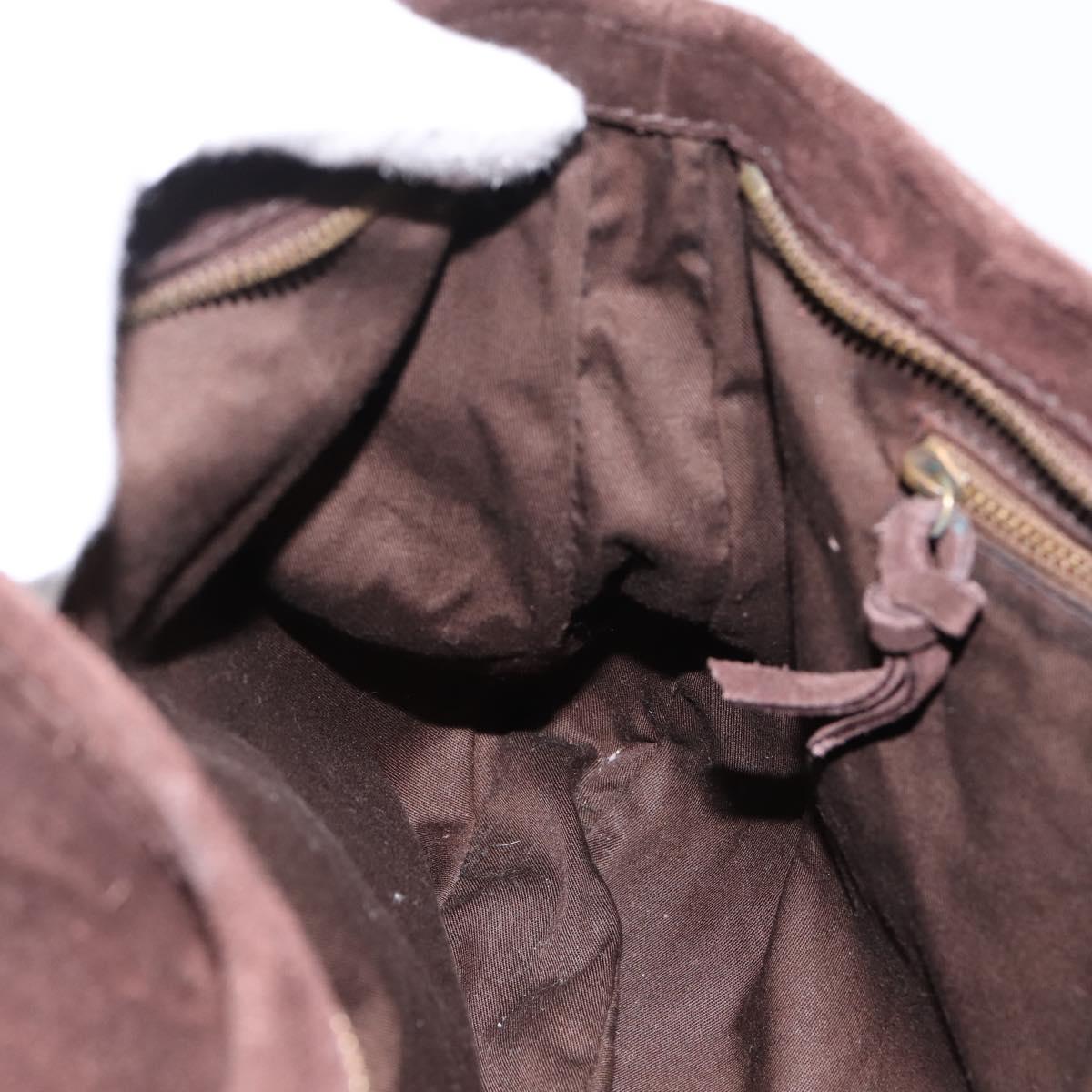Miu Miu Shoulder Bag Suede Brown Gold Tone Auth am12303V