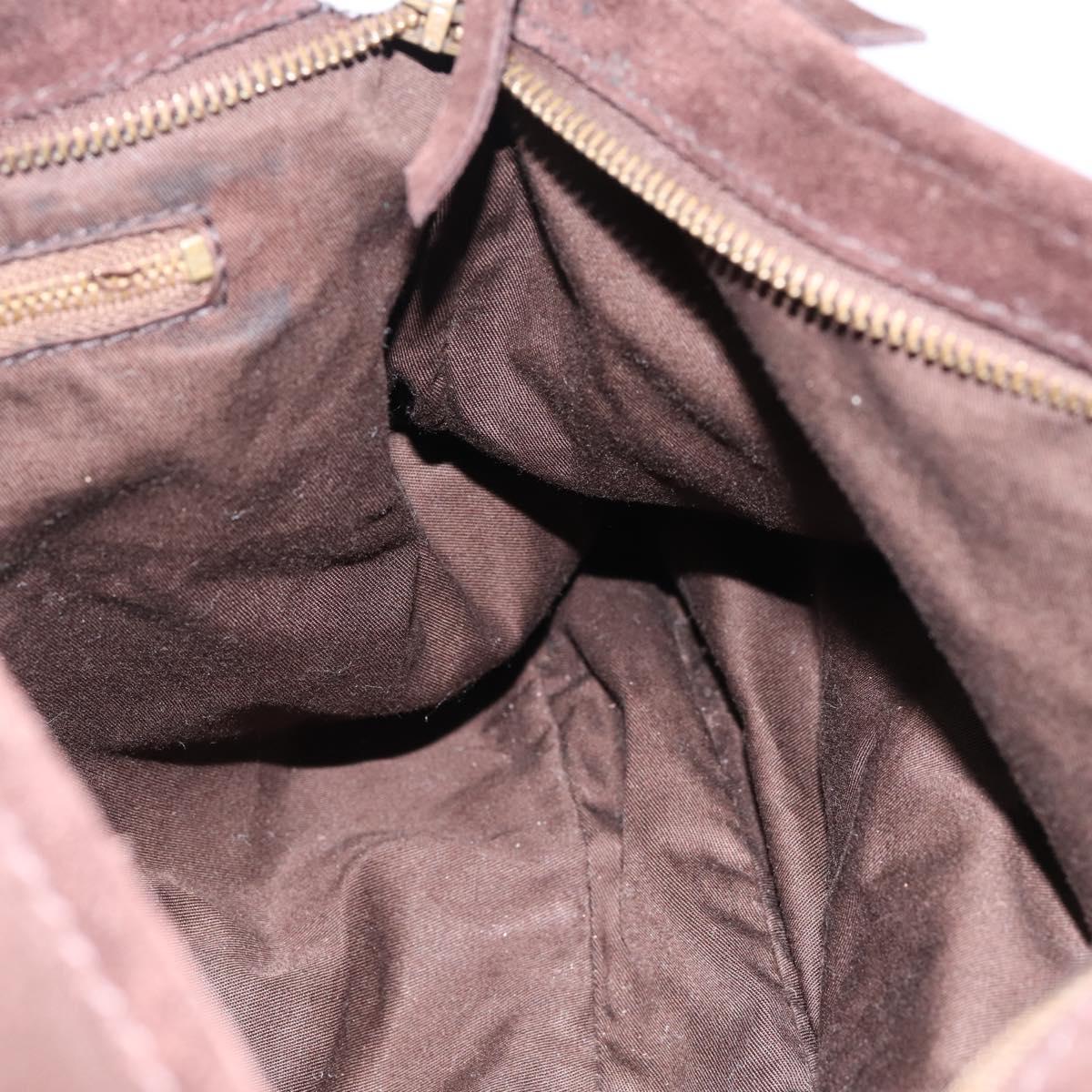 Miu Miu Shoulder Bag Suede Brown Gold Tone Auth am12303V