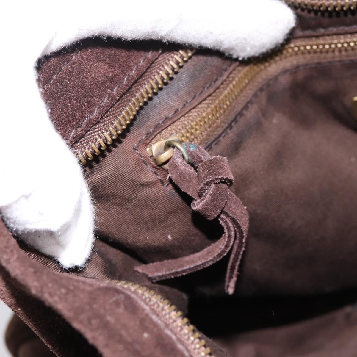 Miu Miu Shoulder Bag Suede Brown Gold Tone Auth am12303V
