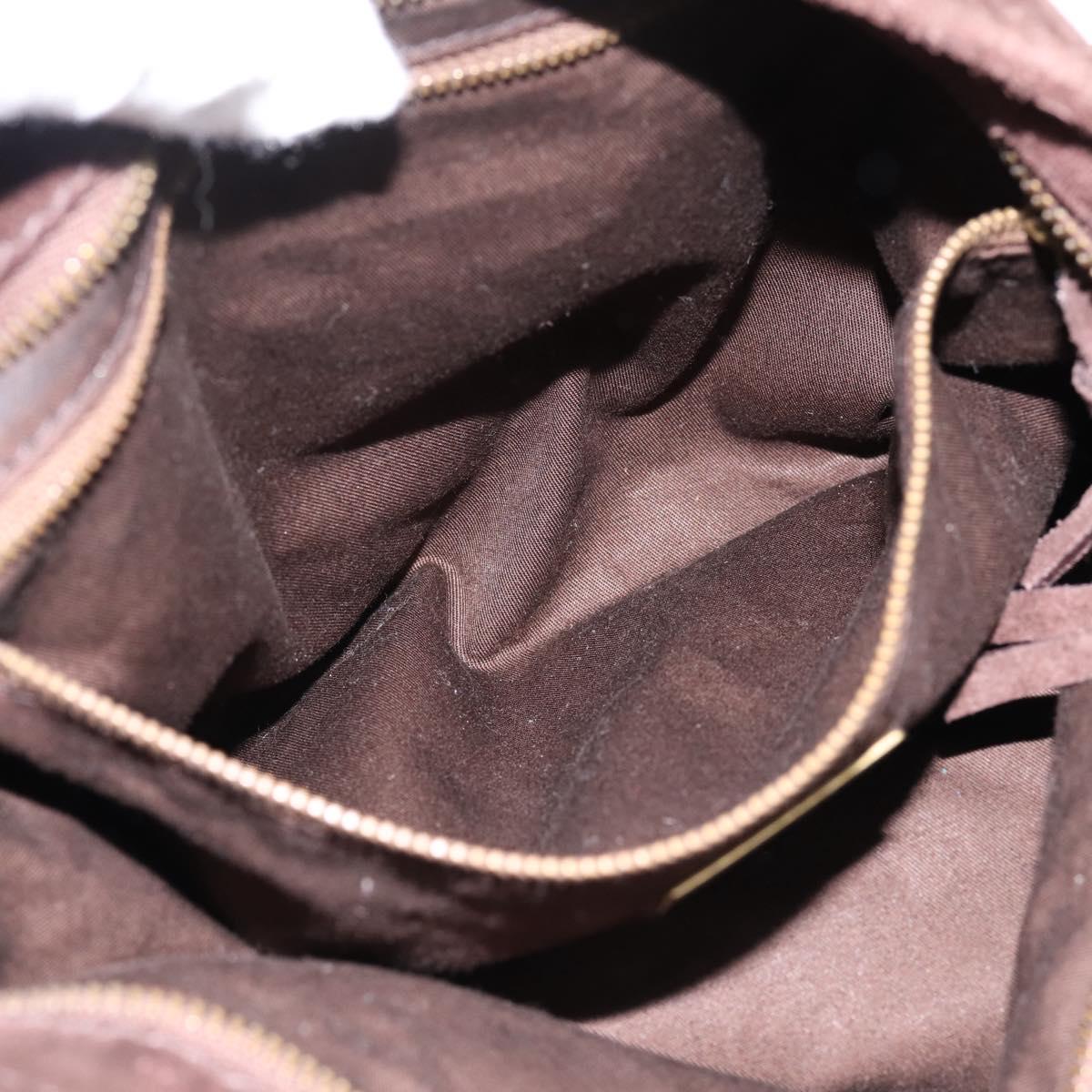 Miu Miu Shoulder Bag Suede Brown Gold Tone Auth am12303V