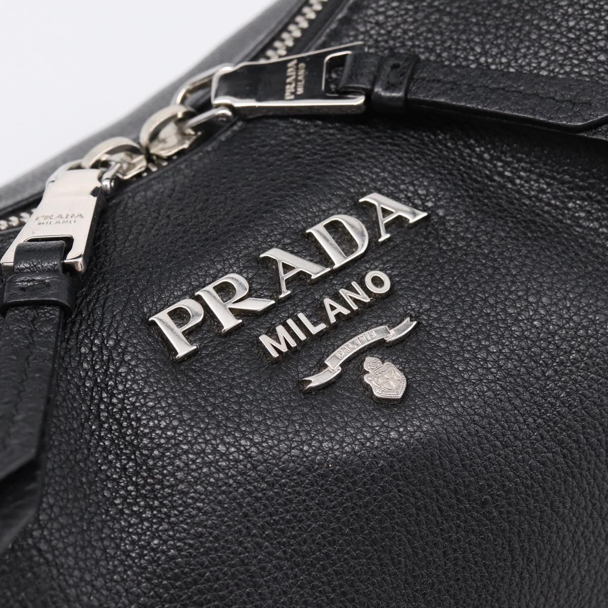 PRADA Shoulder Bag Leather 2way Black Silver 1BC133 Auth am12304SAM