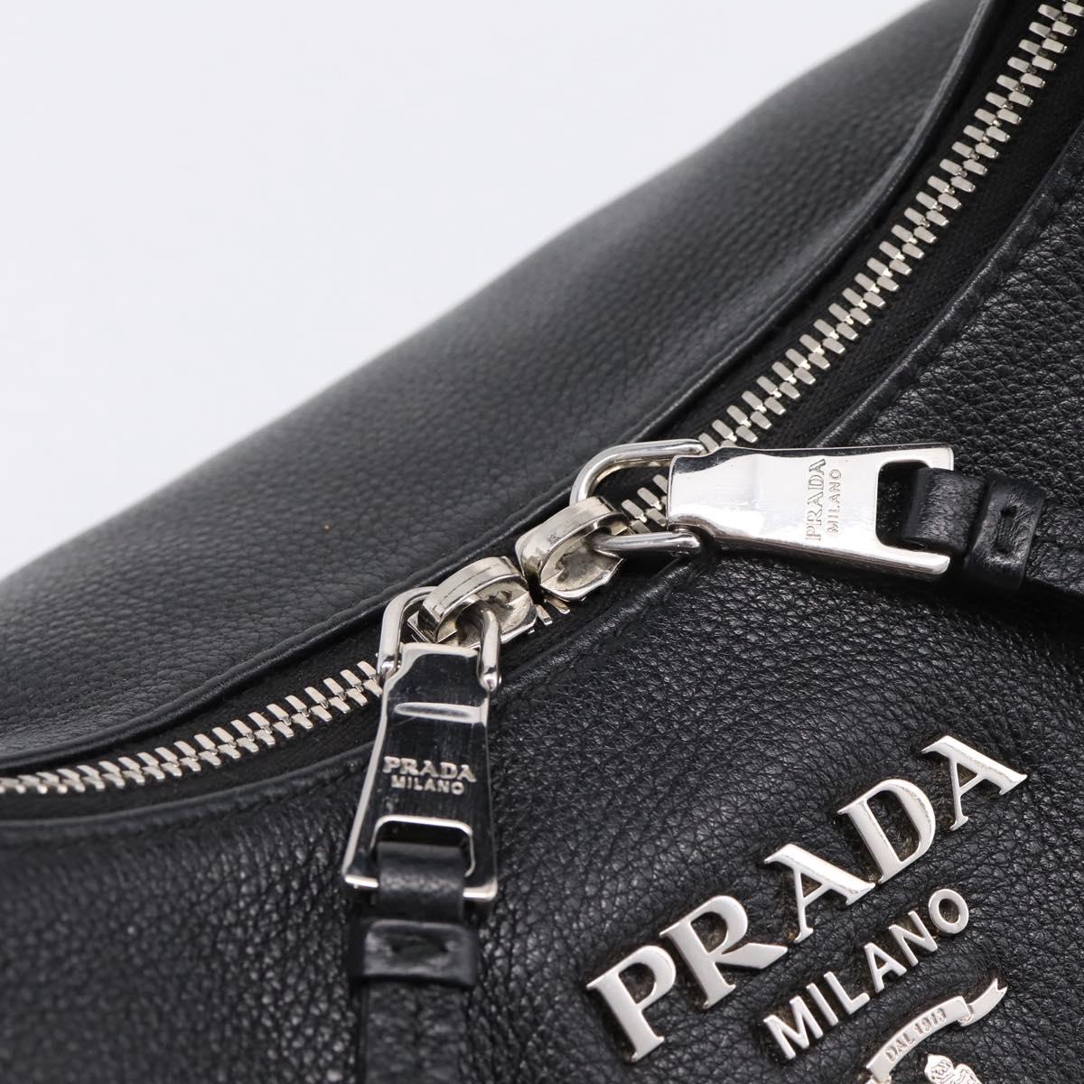 PRADA Shoulder Bag Leather 2way Black Silver 1BC133 Auth am12304SAM