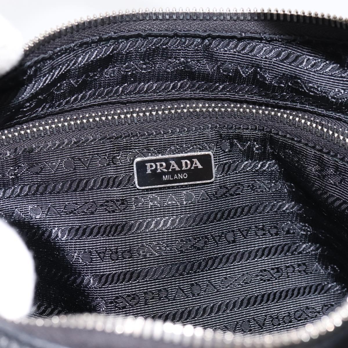 PRADA Shoulder Bag Leather 2way Black Silver 1BC133 Auth am12304SAM