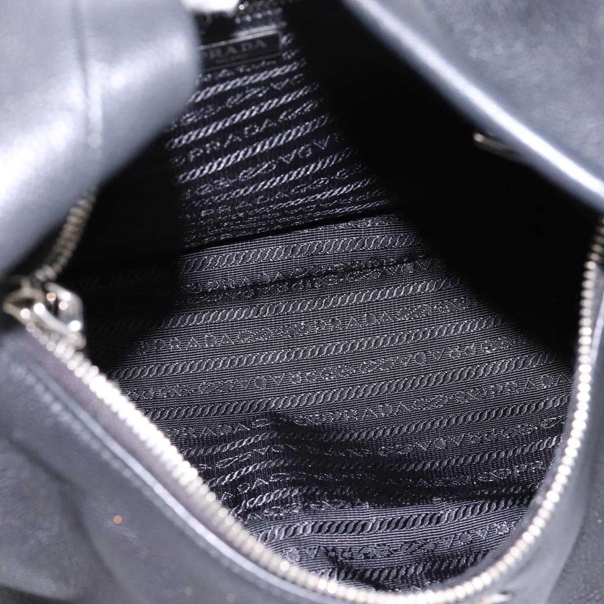 PRADA Shoulder Bag Leather 2way Black Silver 1BC133 Auth am12304SAM