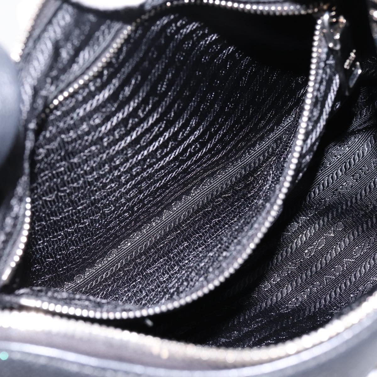PRADA Shoulder Bag Leather 2way Black Silver 1BC133 Auth am12304SAM