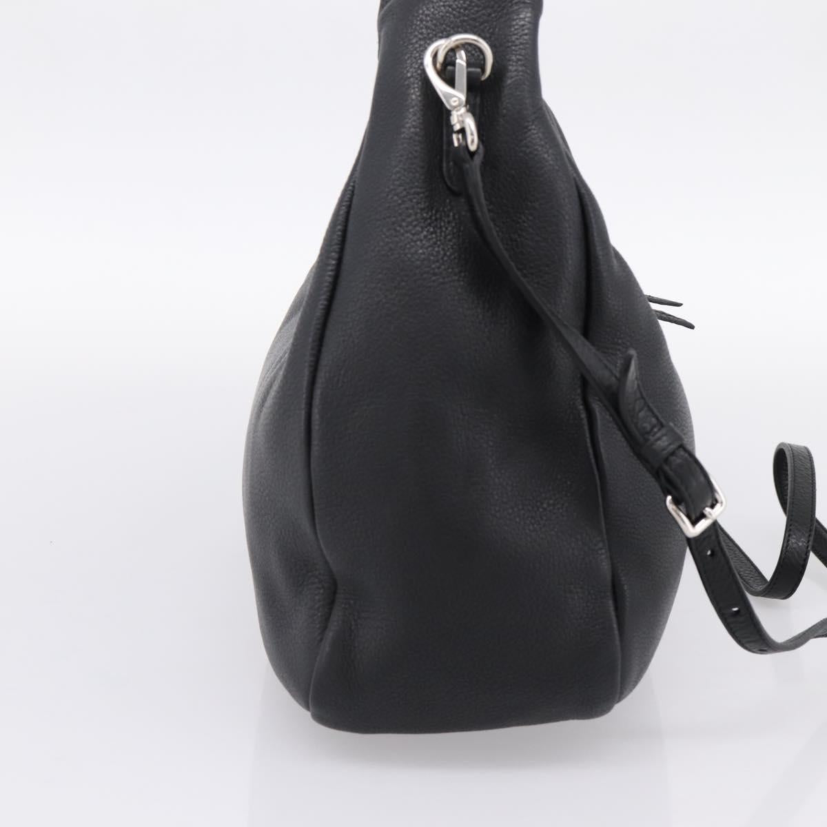 PRADA Shoulder Bag Leather 2way Black Silver 1BC133 Auth am12304SAM