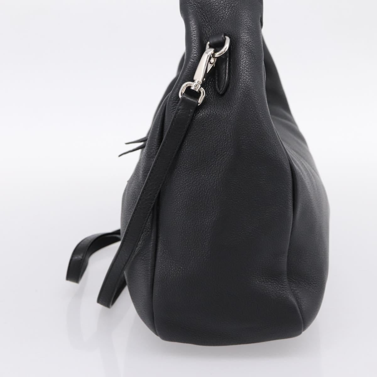 PRADA Shoulder Bag Leather 2way Black Silver 1BC133 Auth am12304SAM