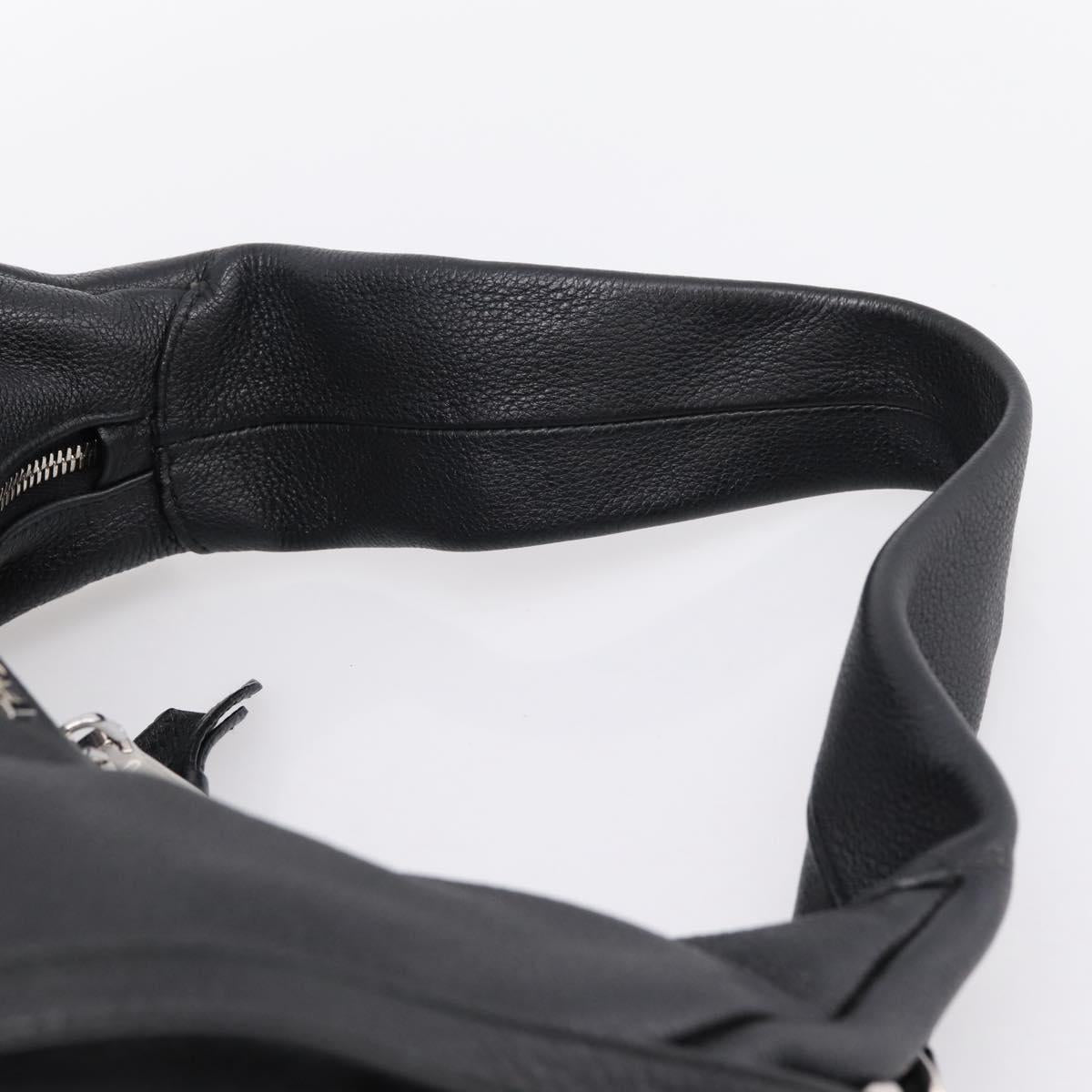 PRADA Shoulder Bag Leather 2way Black Silver 1BC133 Auth am12304SAM