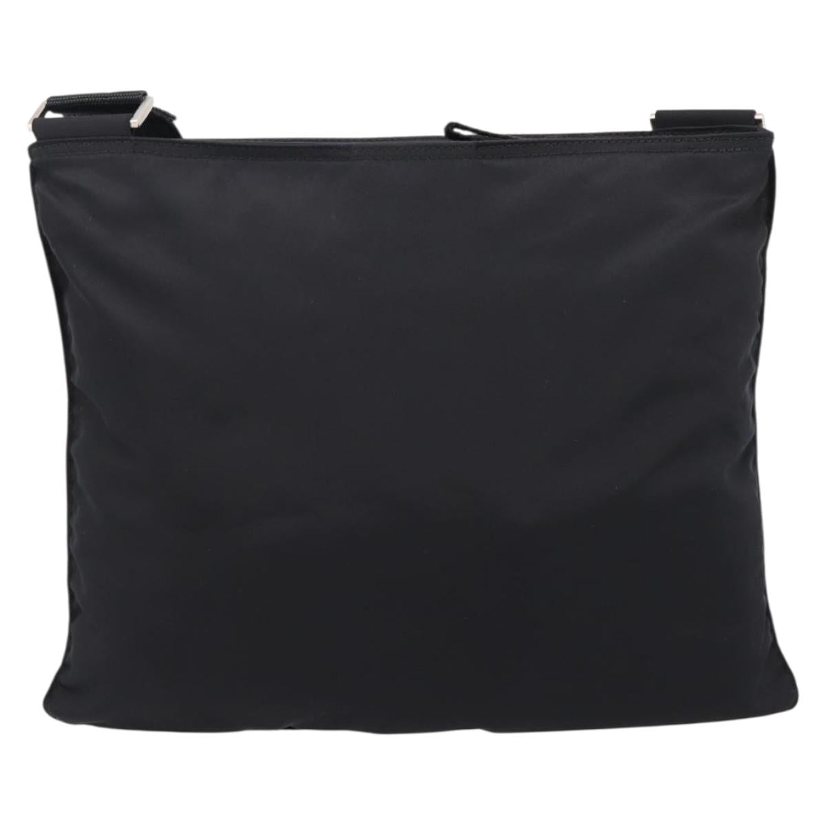 PRADA Nylon Shoulder Bag Black Silver B7338 Auth am12305V