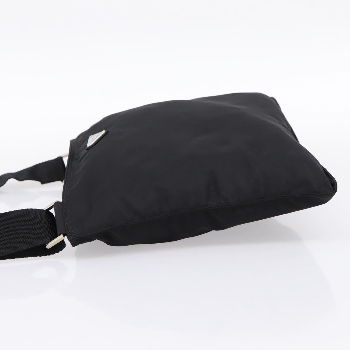 PRADA Nylon Shoulder Bag Black Silver B7338 Auth am12305V