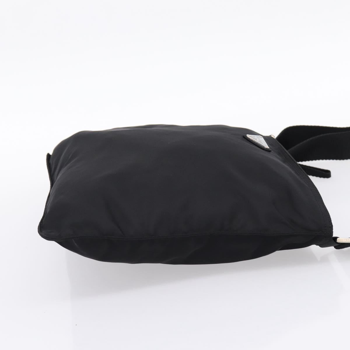 PRADA Nylon Shoulder Bag Black Silver B7338 Auth am12305V