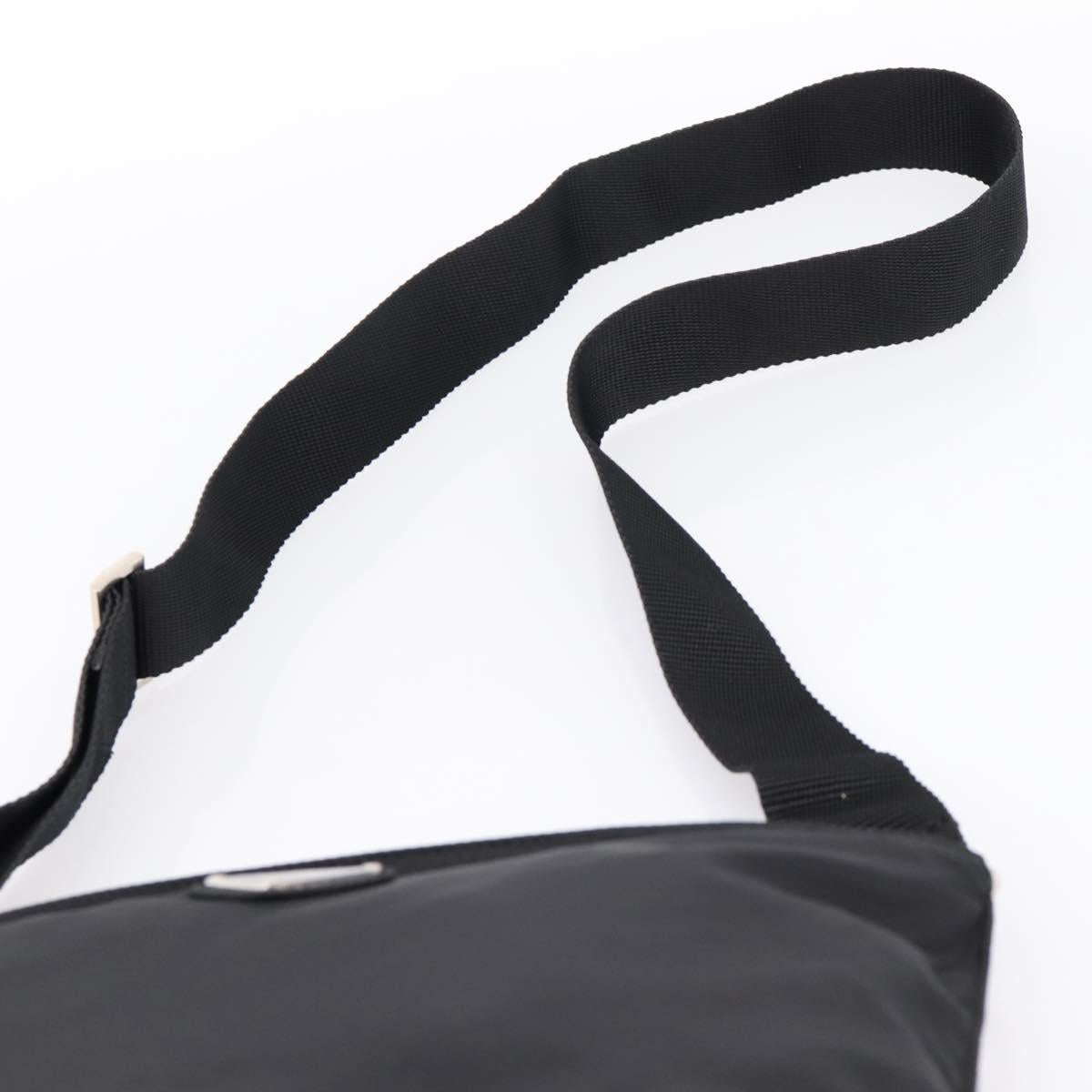 PRADA Nylon Shoulder Bag Black Silver B7338 Auth am12305V