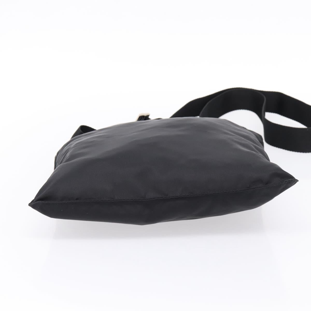 PRADA Nylon Shoulder Bag Black Silver B7338 Auth am12305V