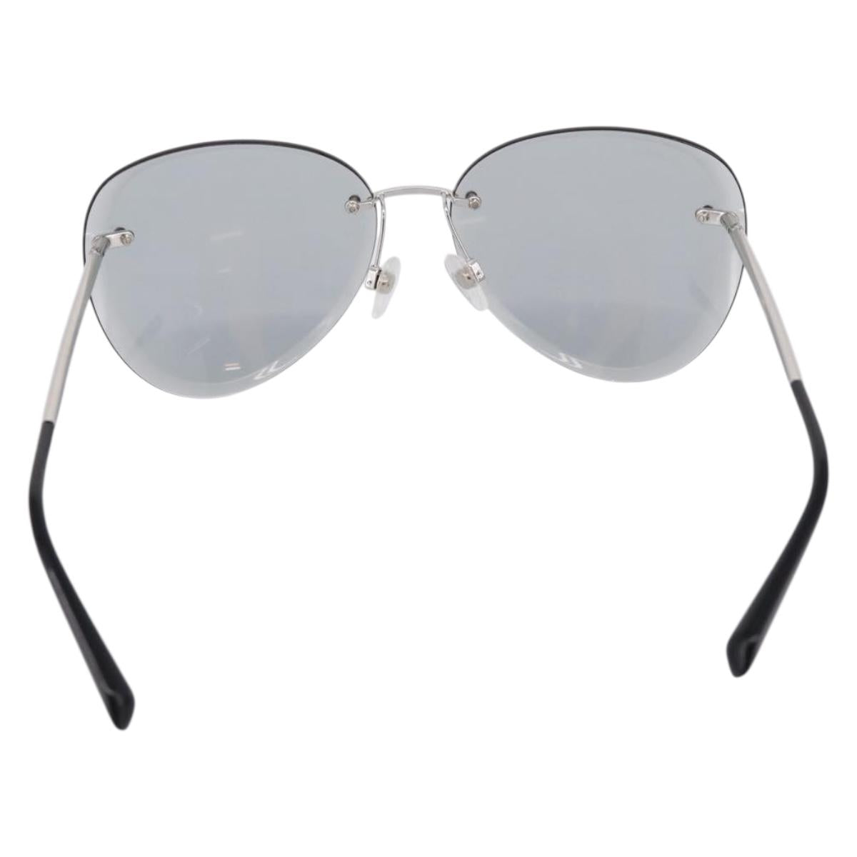 CHANEL Rimless Sunglasses Metal Gray Silver CC Auth am12308M