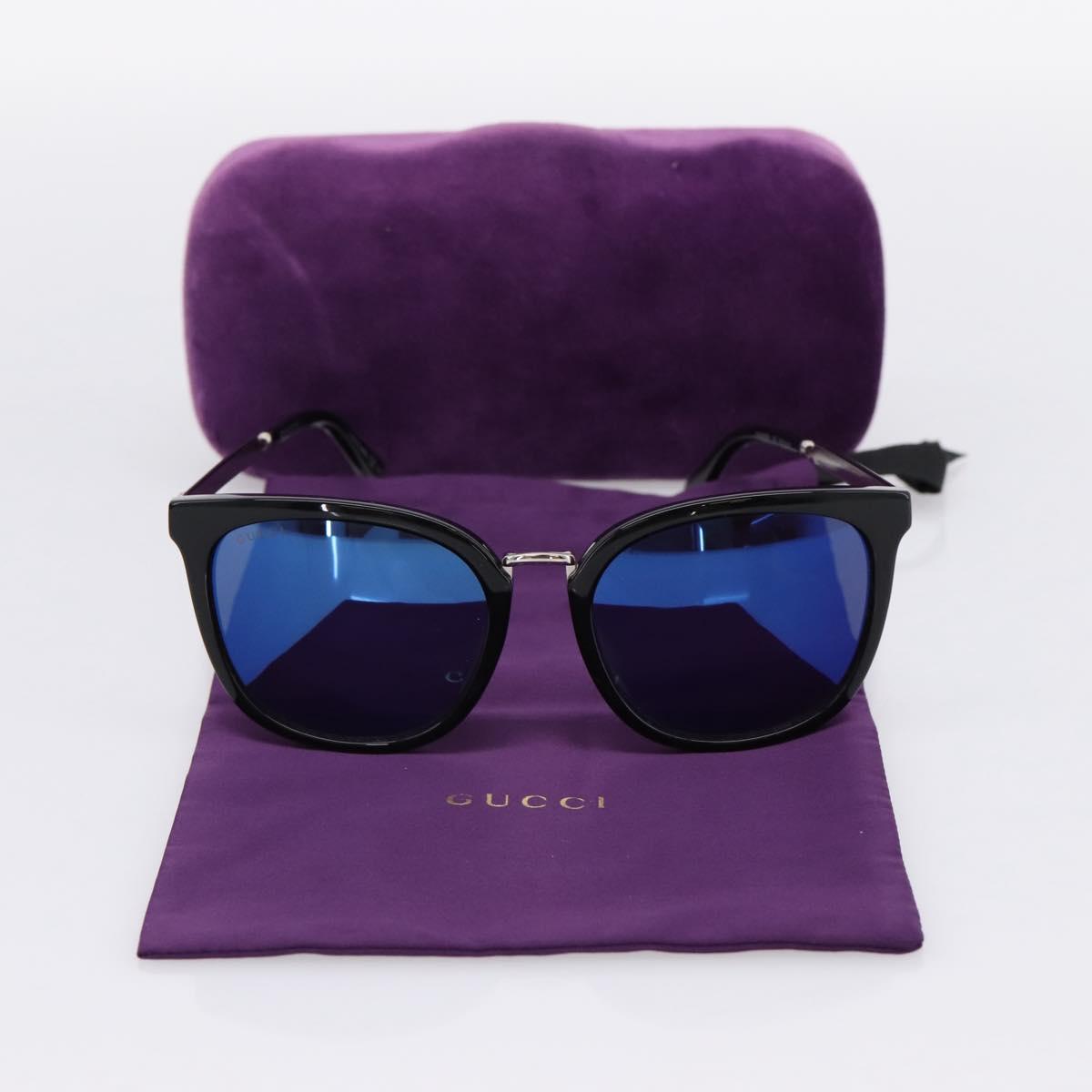 GUCCI Interlocking G Web Sherry Line Sunglasses Metal Black Silver Auth am12309M