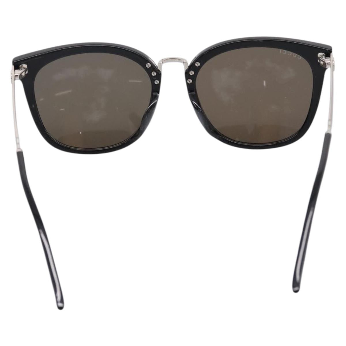 GUCCI Interlocking G Web Sherry Line Sunglasses Metal Black Silver Auth am12309M