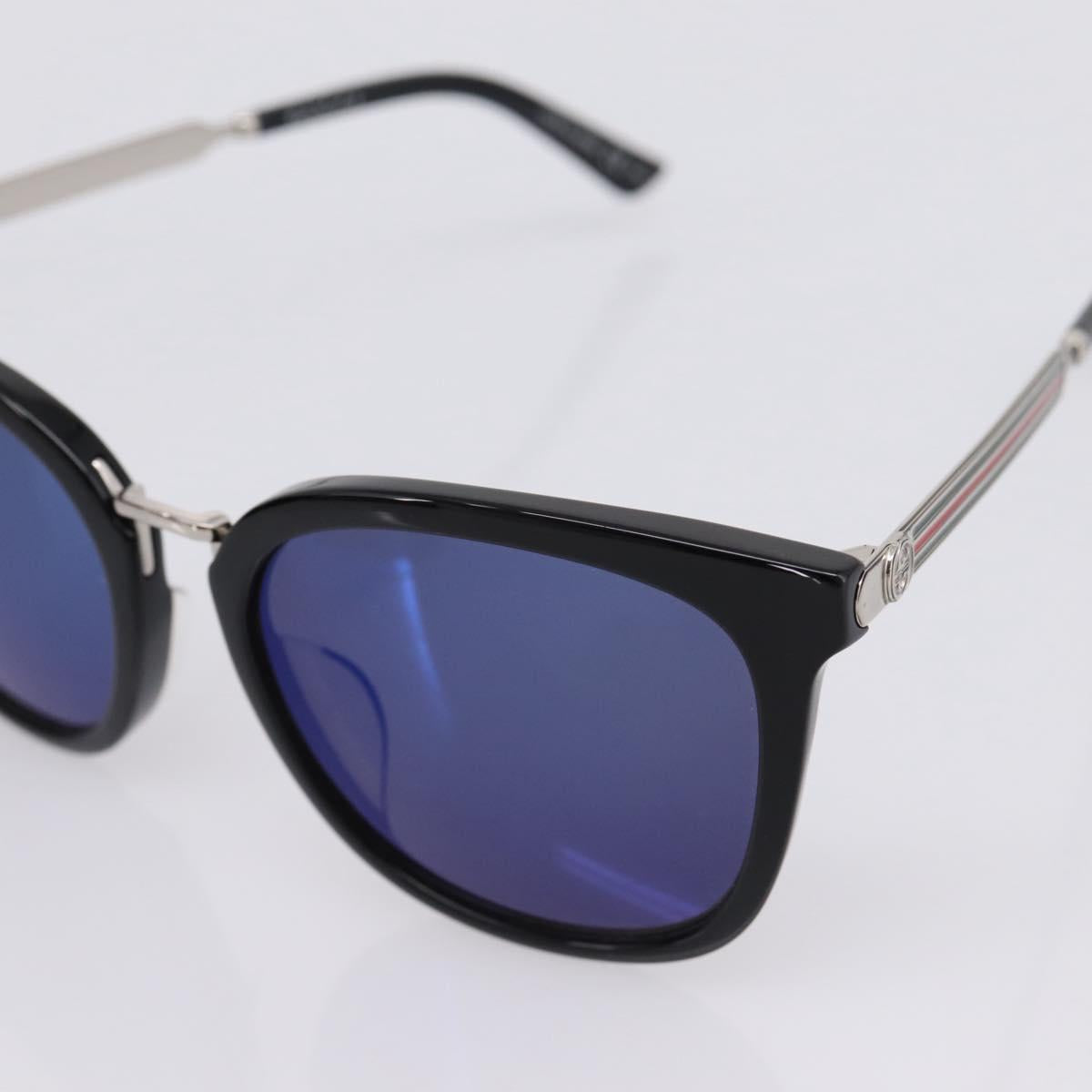 GUCCI Interlocking G Web Sherry Line Sunglasses Metal Black Silver Auth am12309M