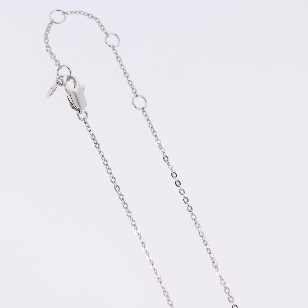 Christian Dior Ribbon Necklace Metal Silver Pink Auth am12310M