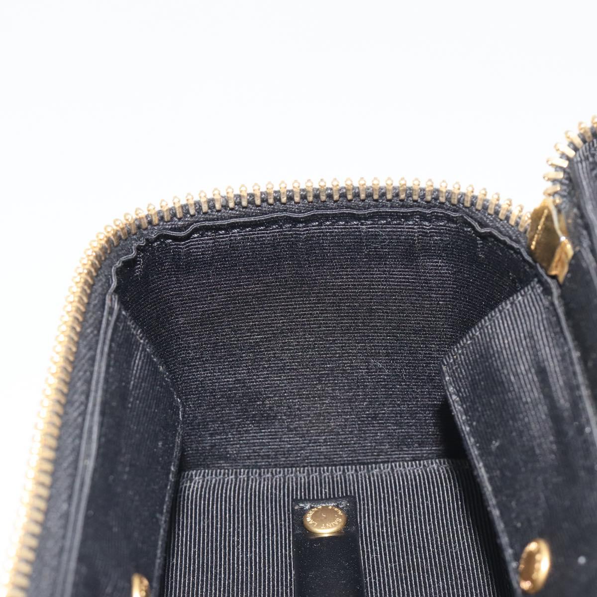 SAINT LAURENT Jewelry Case Accessory Case Canvas Brown Gold 344043 Auth am12314M