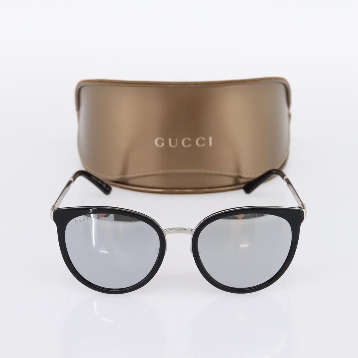 GUCCI Interlocking G Shelly Sunglasses Metal Black Silver Auth am12315M