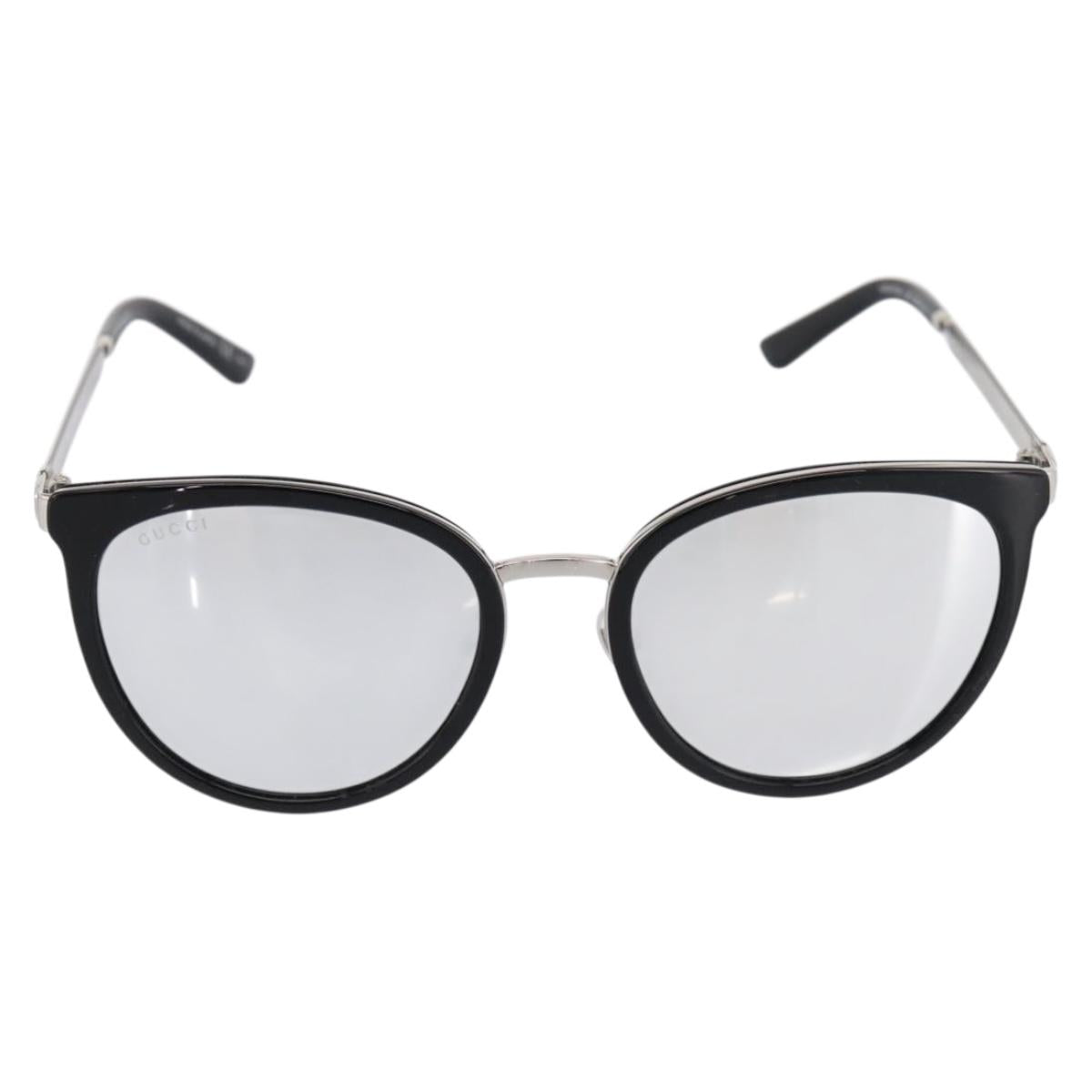 GUCCI Interlocking G Shelly Sunglasses Metal Black Silver Auth am12315M