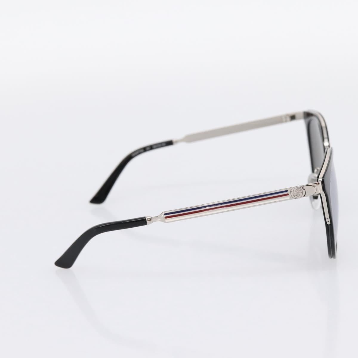 GUCCI Interlocking G Shelly Sunglasses Metal Black Silver Auth am12315M