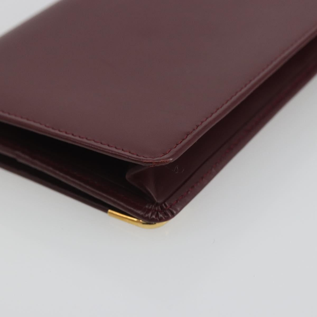 CARTIER Must Line Long Wallet Leather Bordeaux Gold Auth am12322V