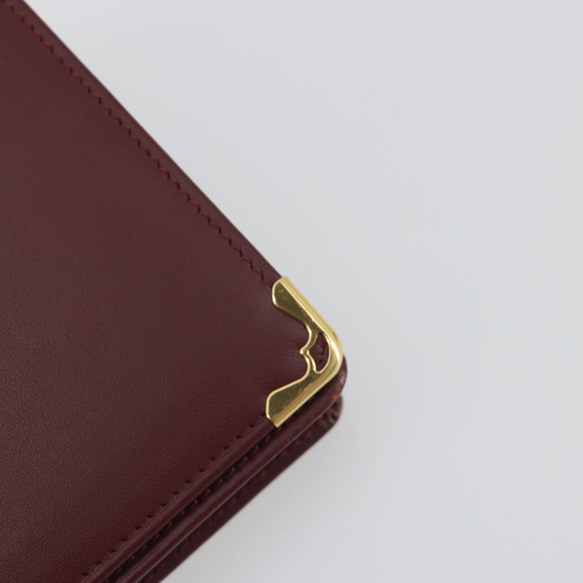 CARTIER Must Line Long Wallet Leather Bordeaux Gold Auth am12322V