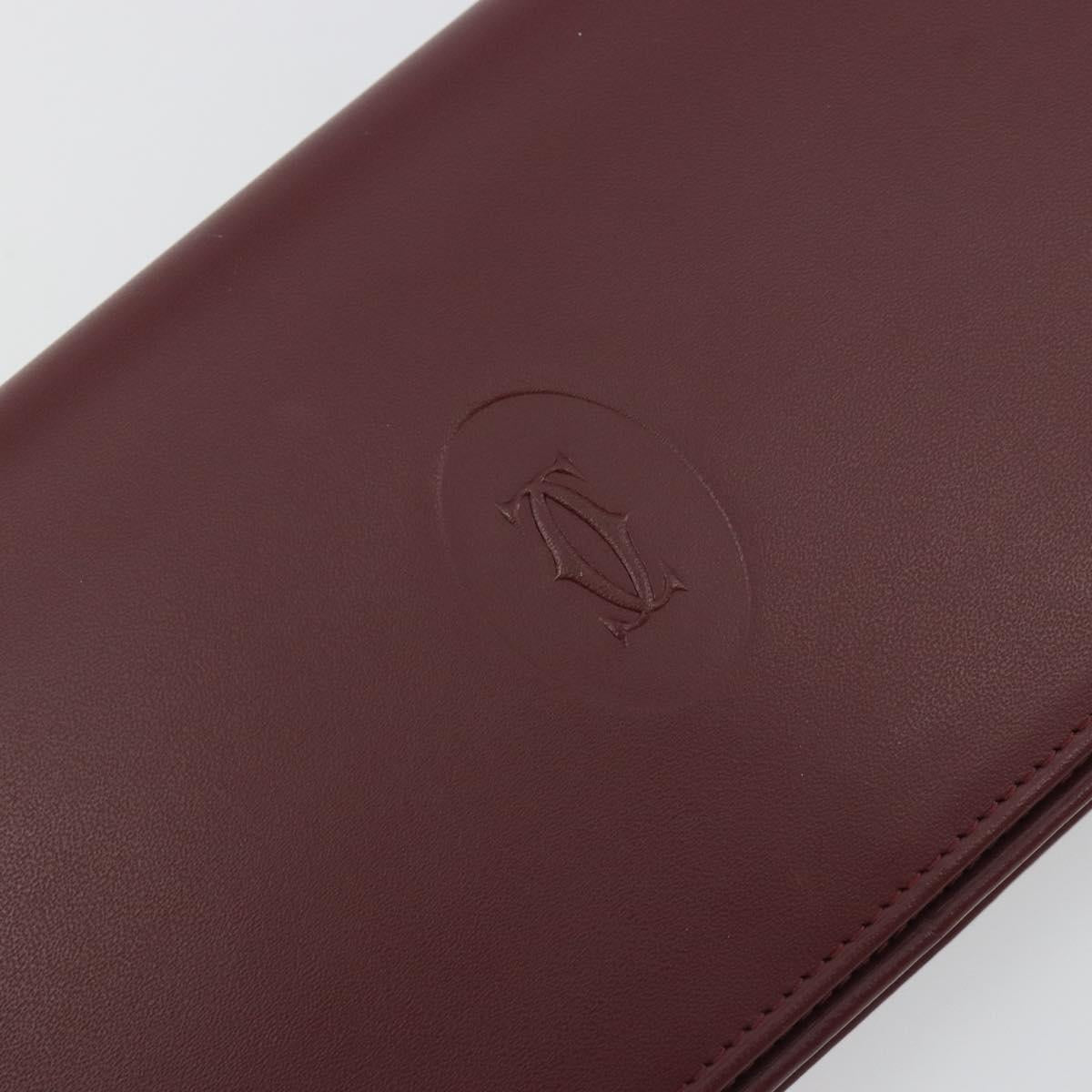 CARTIER Must Line Long Wallet Leather Bordeaux Gold Auth am12322V