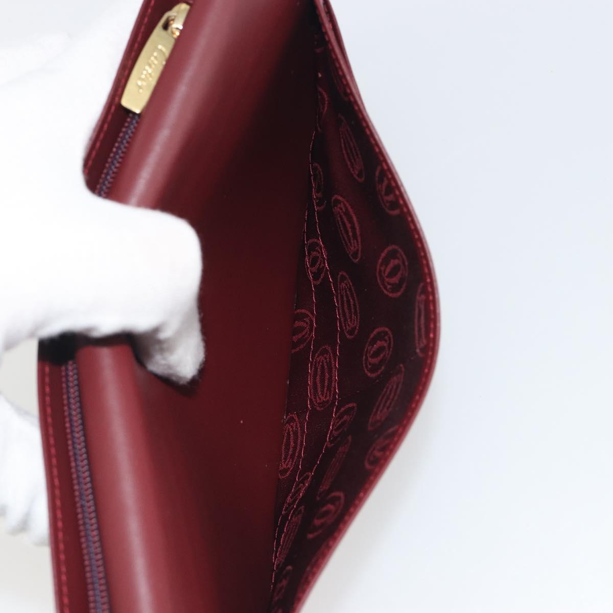 CARTIER Must Line Long Wallet Leather Bordeaux Gold Auth am12322V