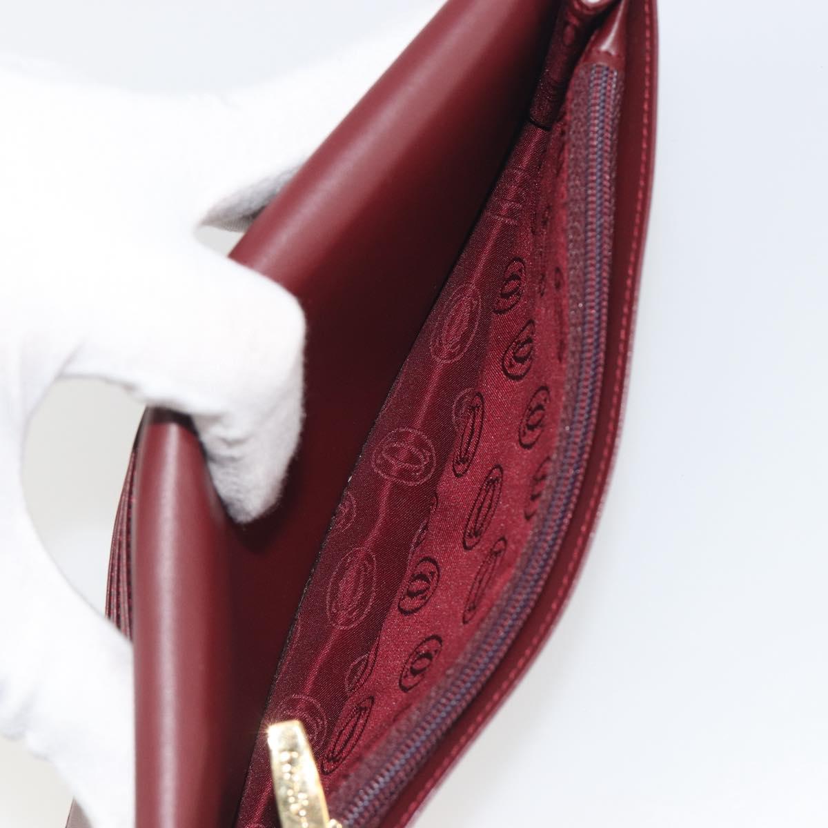 CARTIER Must Line Long Wallet Leather Bordeaux Gold Auth am12322V